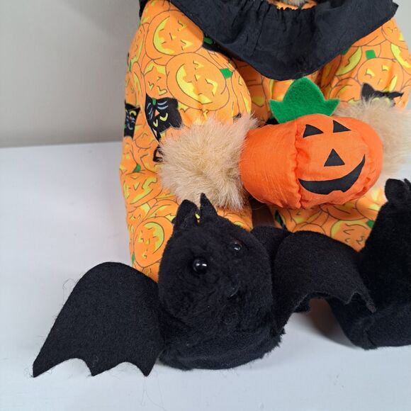 PUFFY Halloween Bear Plush Toy Cat PJs Bat Slippers Pumpkin Midwestern Home Prod - Picture 3 of 16